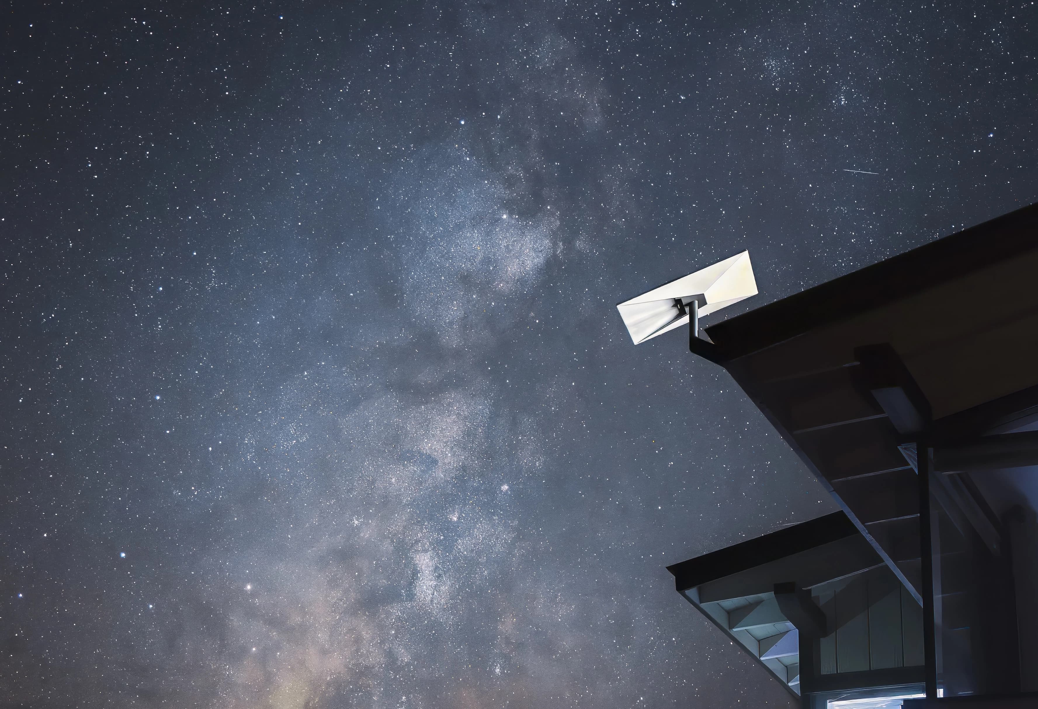 Starlink satellite internet under a night sky